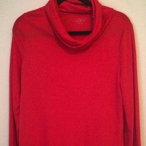 LOFT Turtleneck Tunic - Bright Red- Size Small